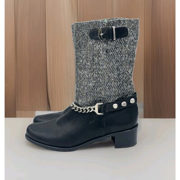 Stuart Weitzman Studded Leather Ankle Moto Boots Black Size 10 - Picture 3 of 7